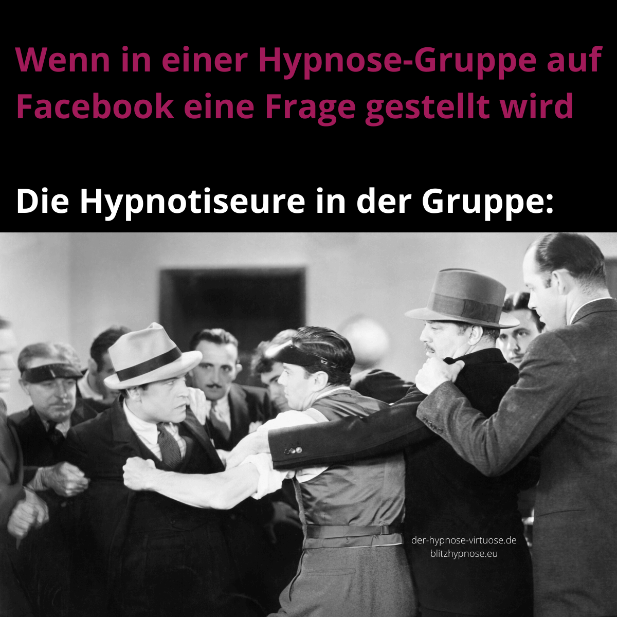 Wenn in einer Facebook Hypnose Gruppe eine Frage gestellt wird. Die Hypnotiseure